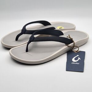 Olukai Pi'oe Women’s Sz 9W Flip Flop Sandal Trench Blue/Mist Grey Casual Comfort